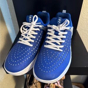 Blue and White Casual Sneakers with Perforated Design